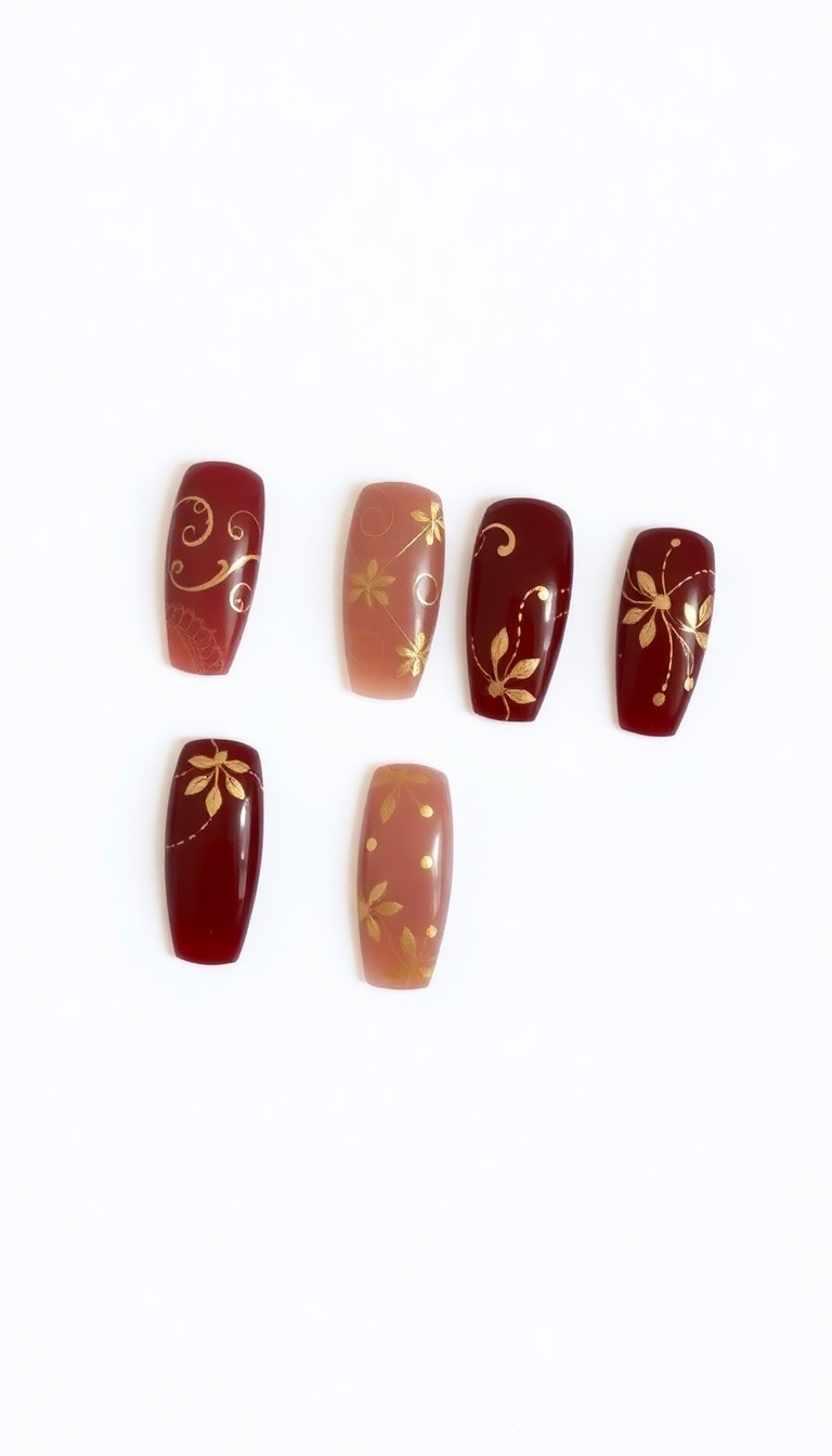 6. Rich Burgundy and Gold Accents