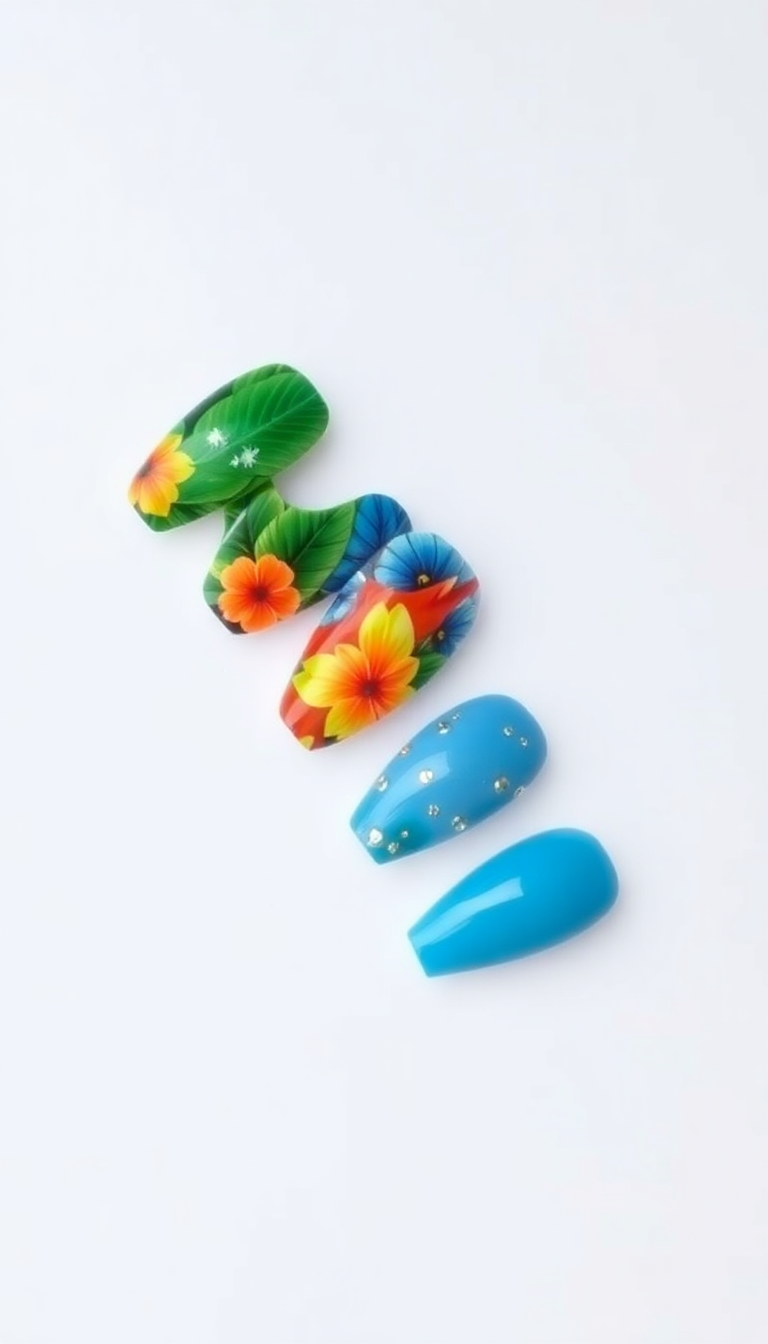 9. Tropical Punch Almond Nails