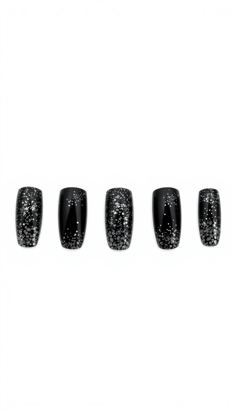 10. Bold Black with Silver Sparkles