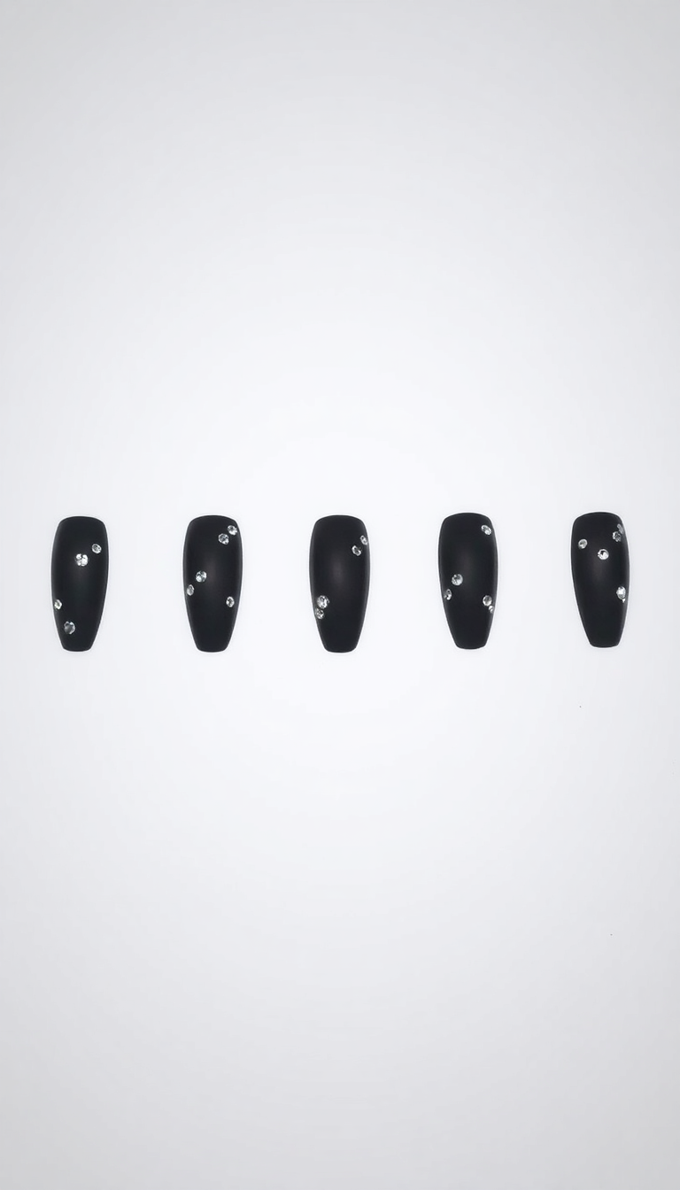 10. Chic Matte Black with Crystals