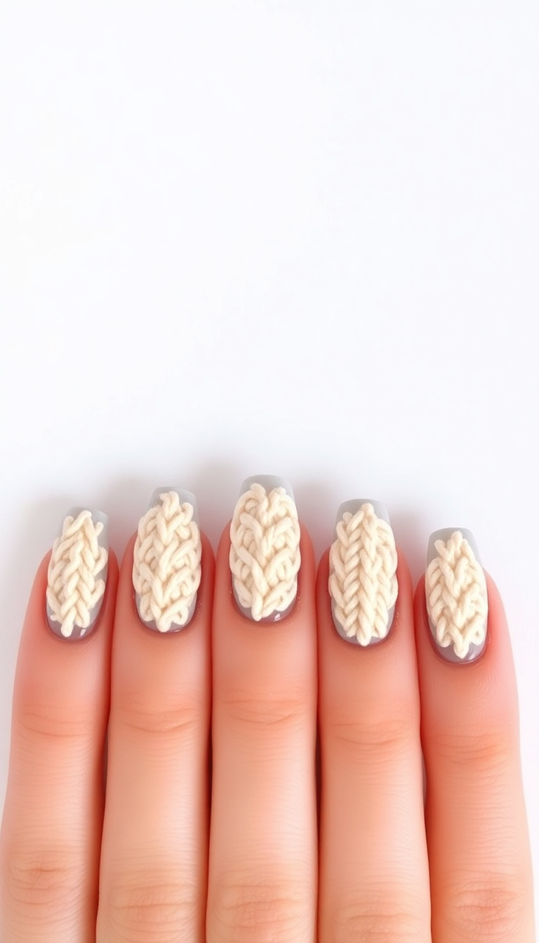 10. Cozy Sweater Texture Nails