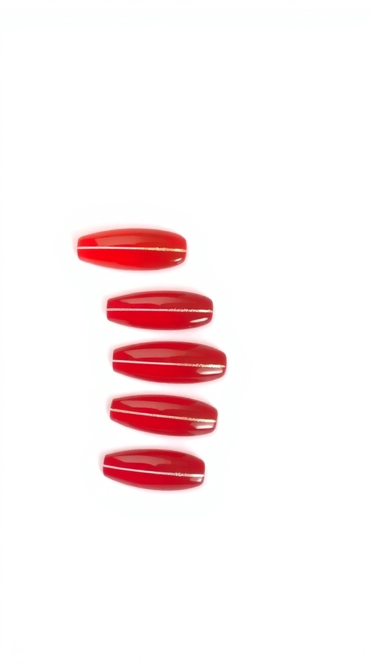 10. Red Nails with Silver Stripes