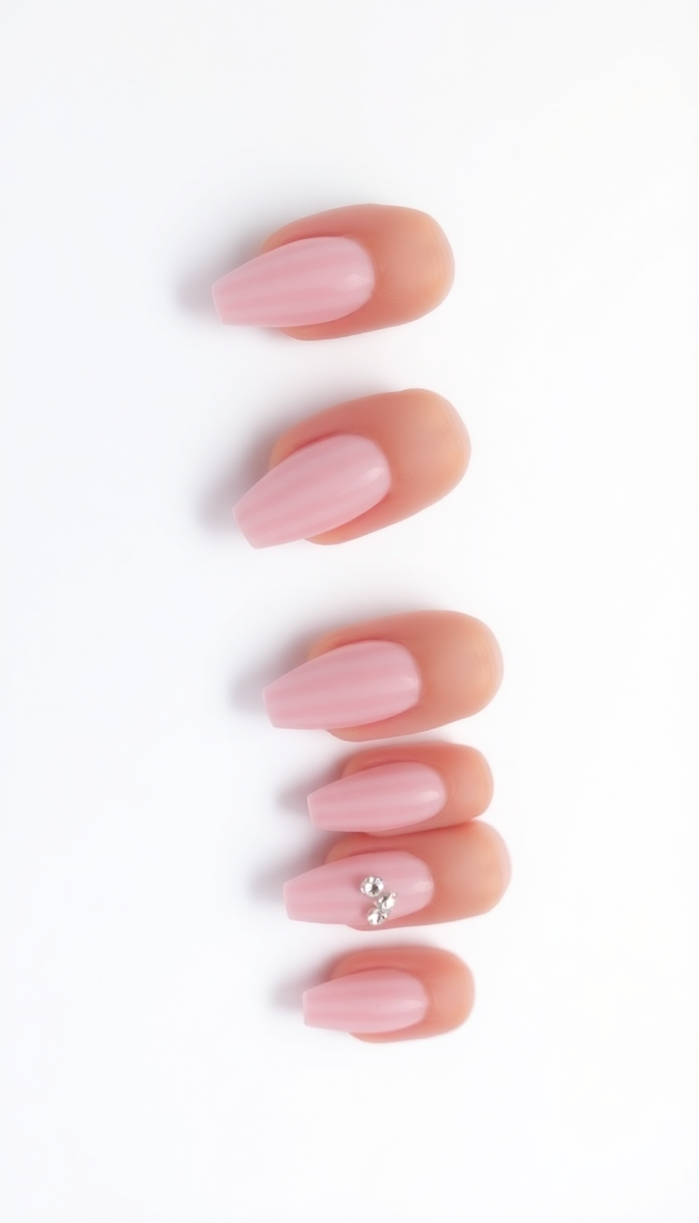 10. Soft Pink Stripes with Crystal Embellishments