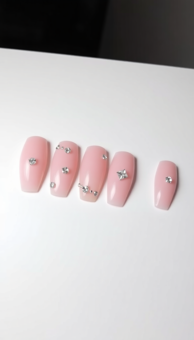 11. Baby Pink and Rhinestone Embellishments