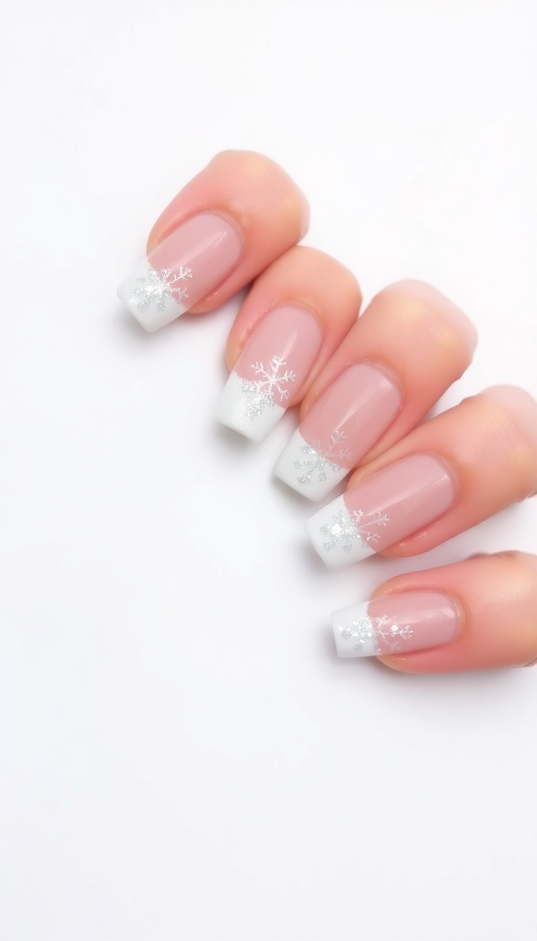 11. Classic French Tip with a Winter Twist