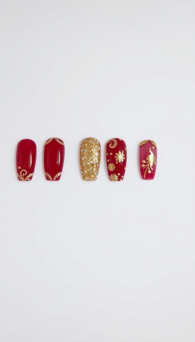 11. Holiday Red and Gold Glam
