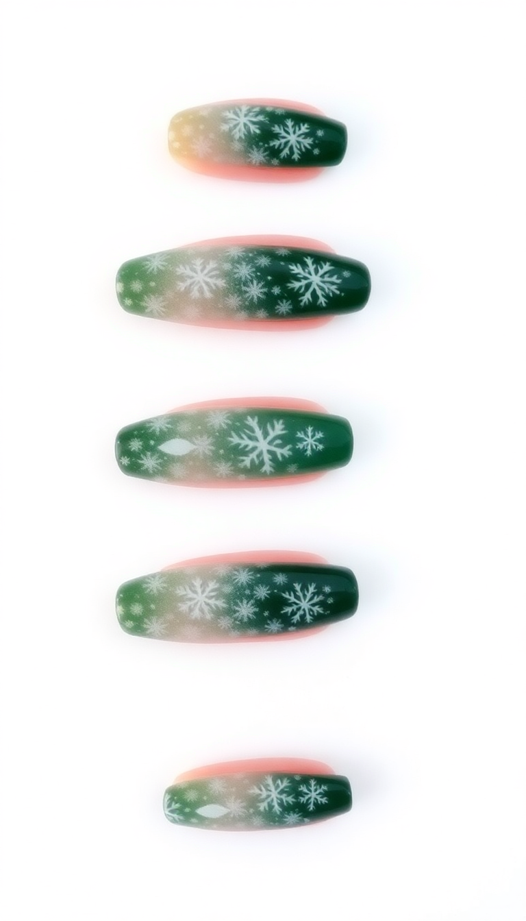 11. Traditional Snowflakes on Green Background