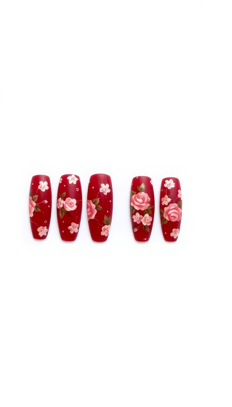 11. Vintage Red with Floral Design