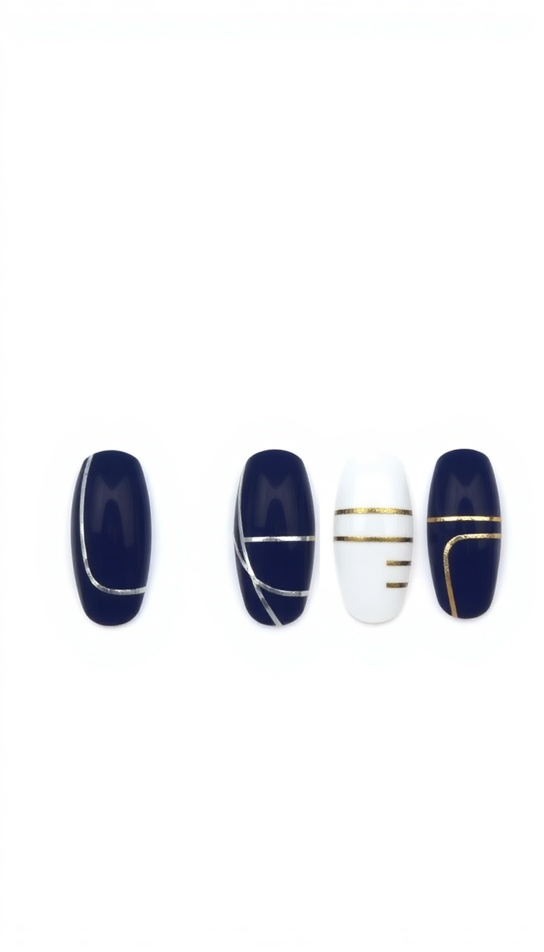 12. Bold Navy and Metallic Stripes