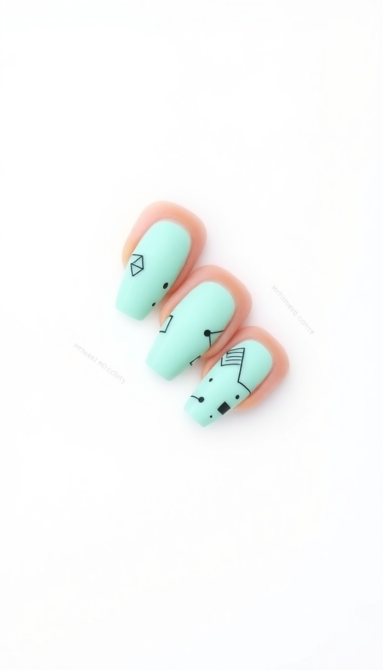 12. Mint with Minimalist Black Designs