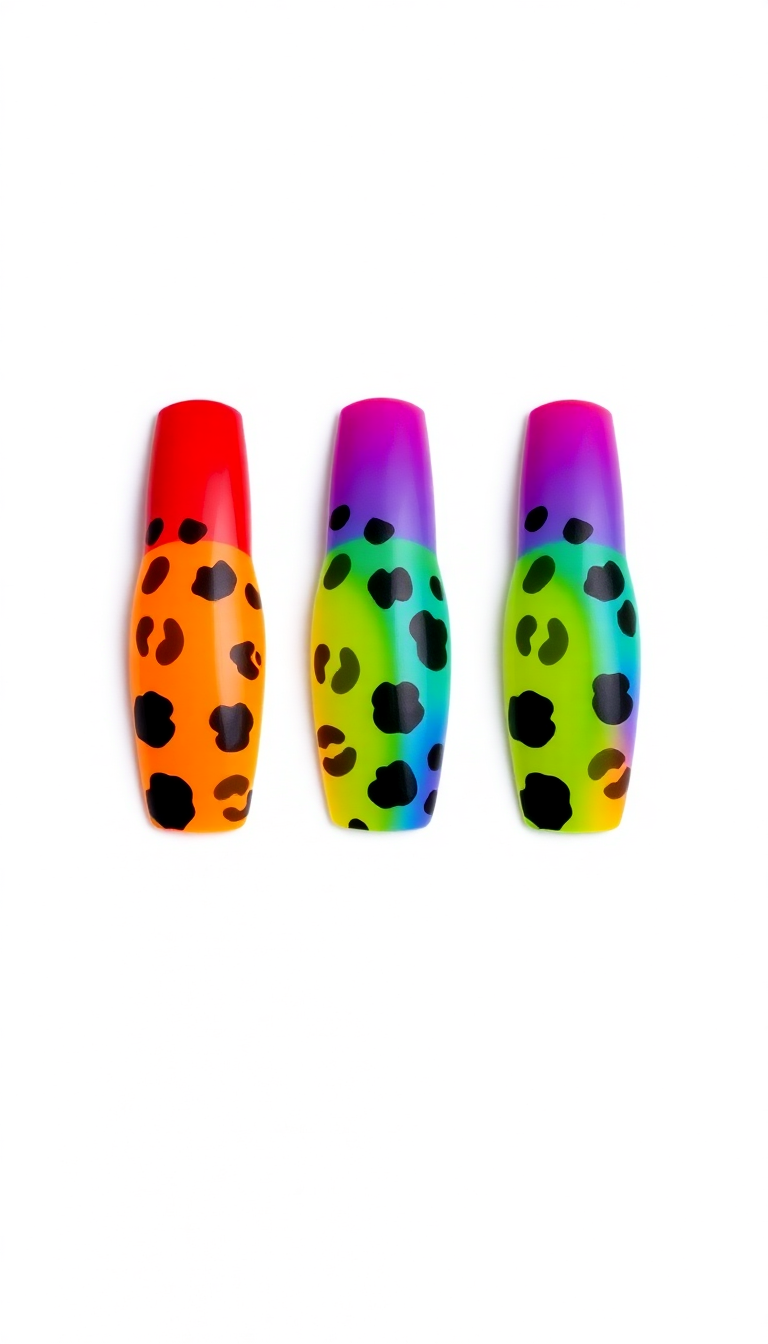 12. Vibrant Rainbow Cheetah Stripes