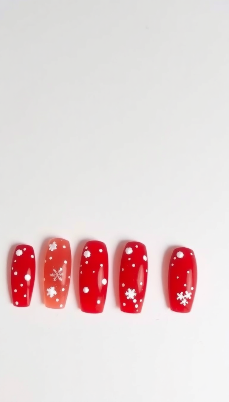 13. Bright Red with Snowy Dots