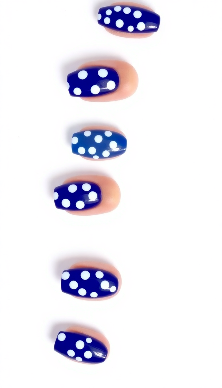 13. Royal Blue with White Polka Dots
