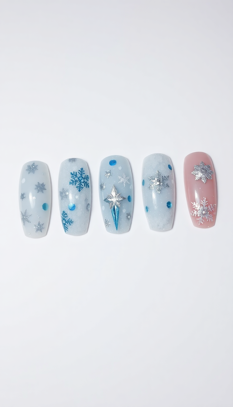 13. Winter Wonderland Full Nail Art