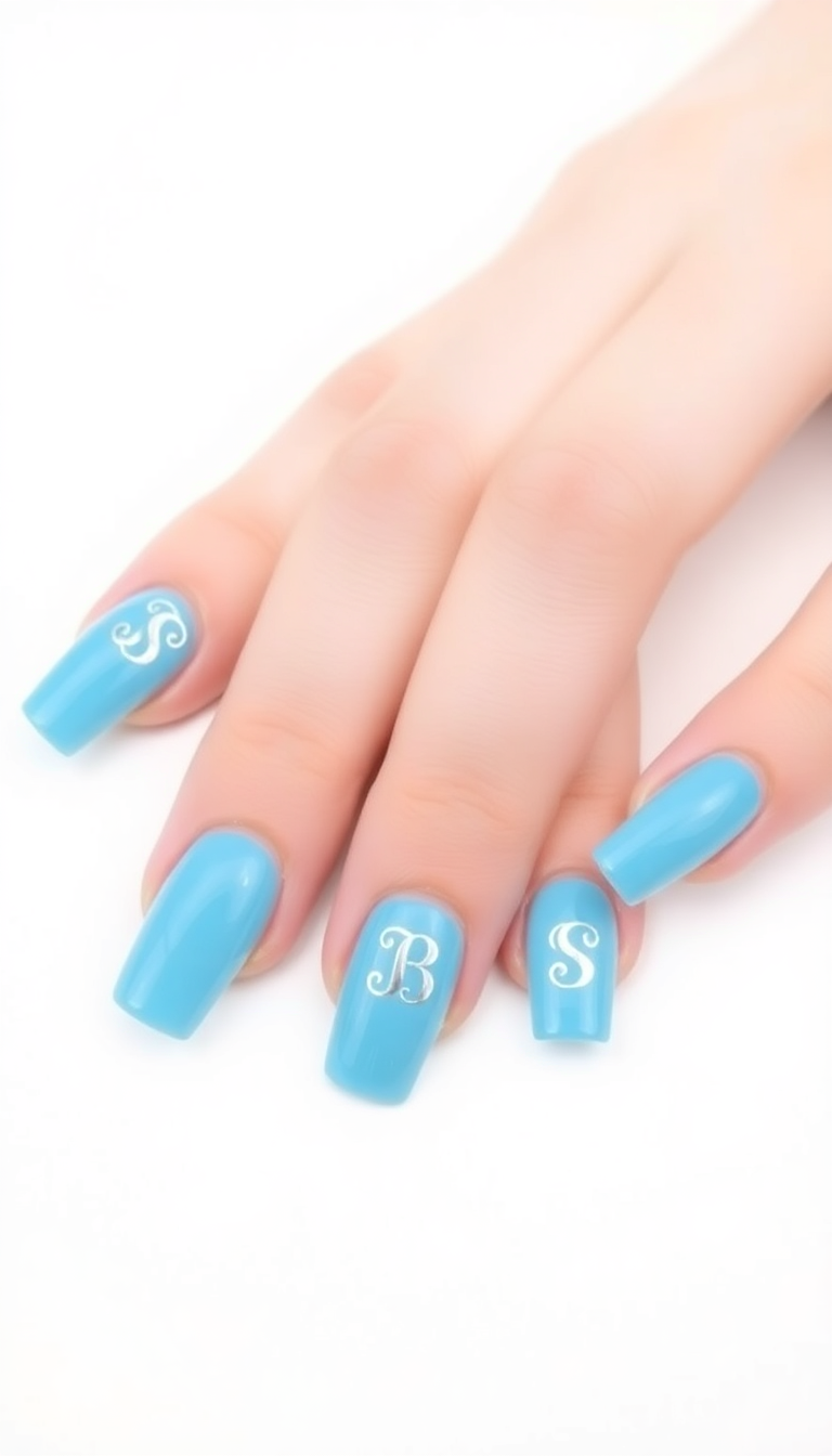 14. Frosty Blue with Silver Initials
