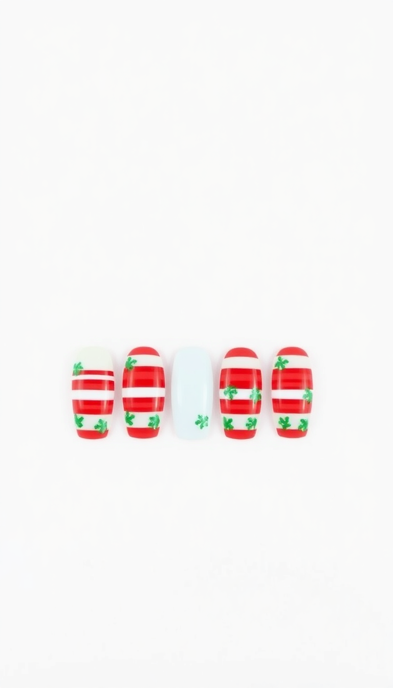 14. Holiday Red Stripes with Green Accents