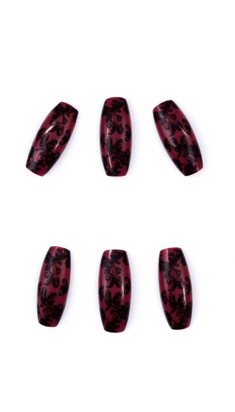 14. Shimmering Garnet with Lace Overlay