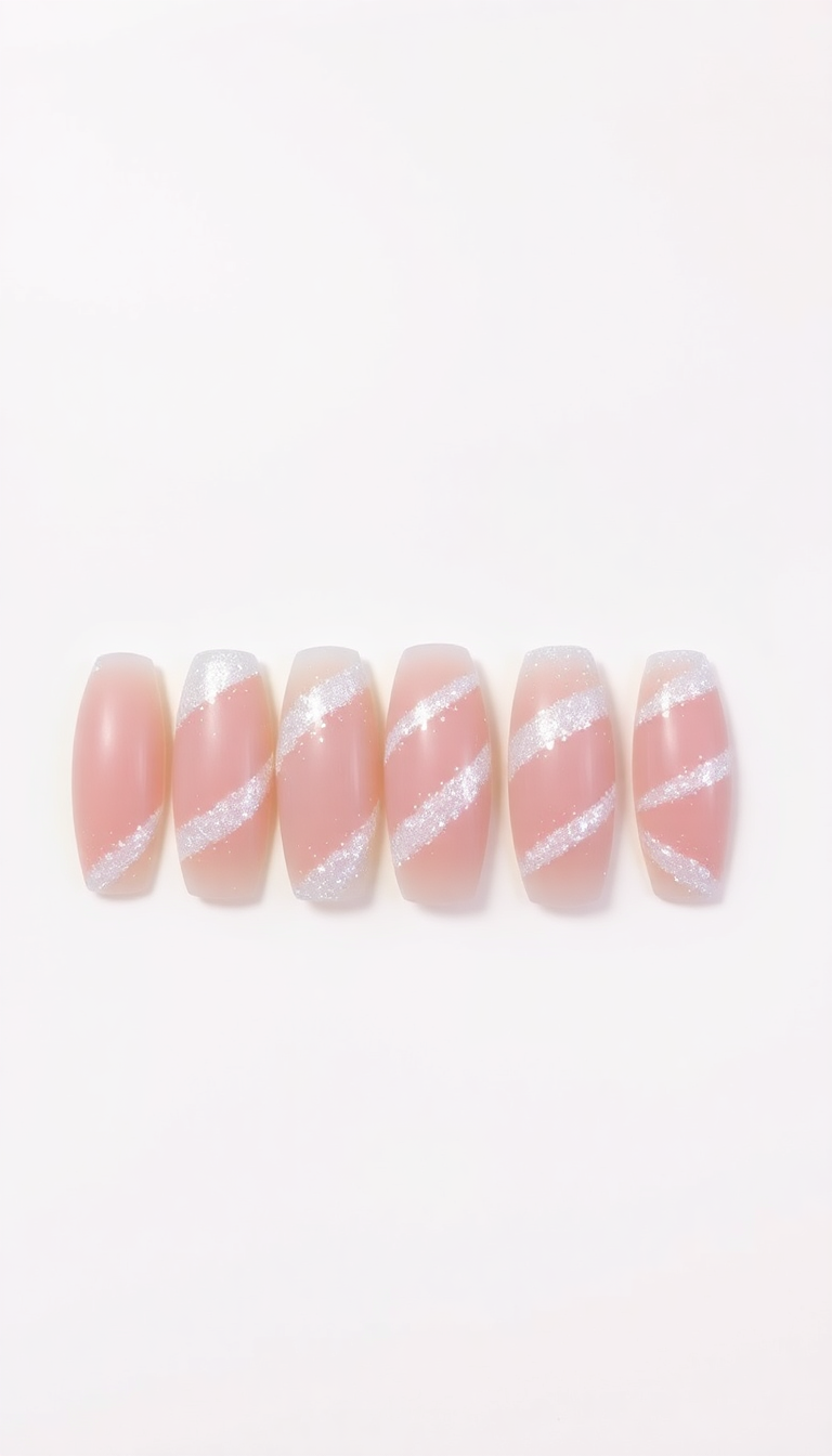 15. Snowy Glitter Stripes on Transparent Base