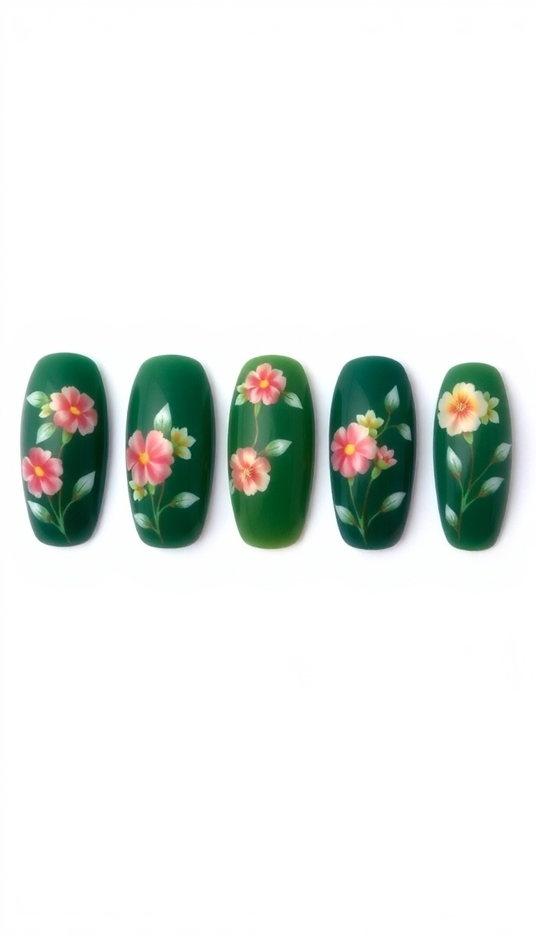 15. Vintage Floral on Green
