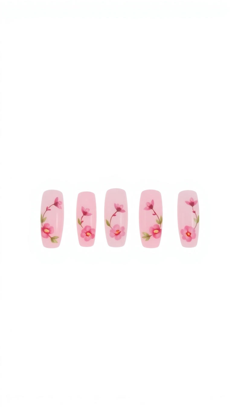 16. Cherry Blossom Pink with Delicate Floral Art