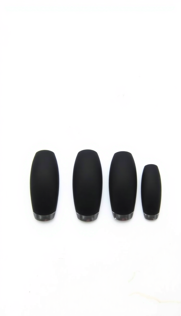 17. Chic Matte Black with Silver Tips