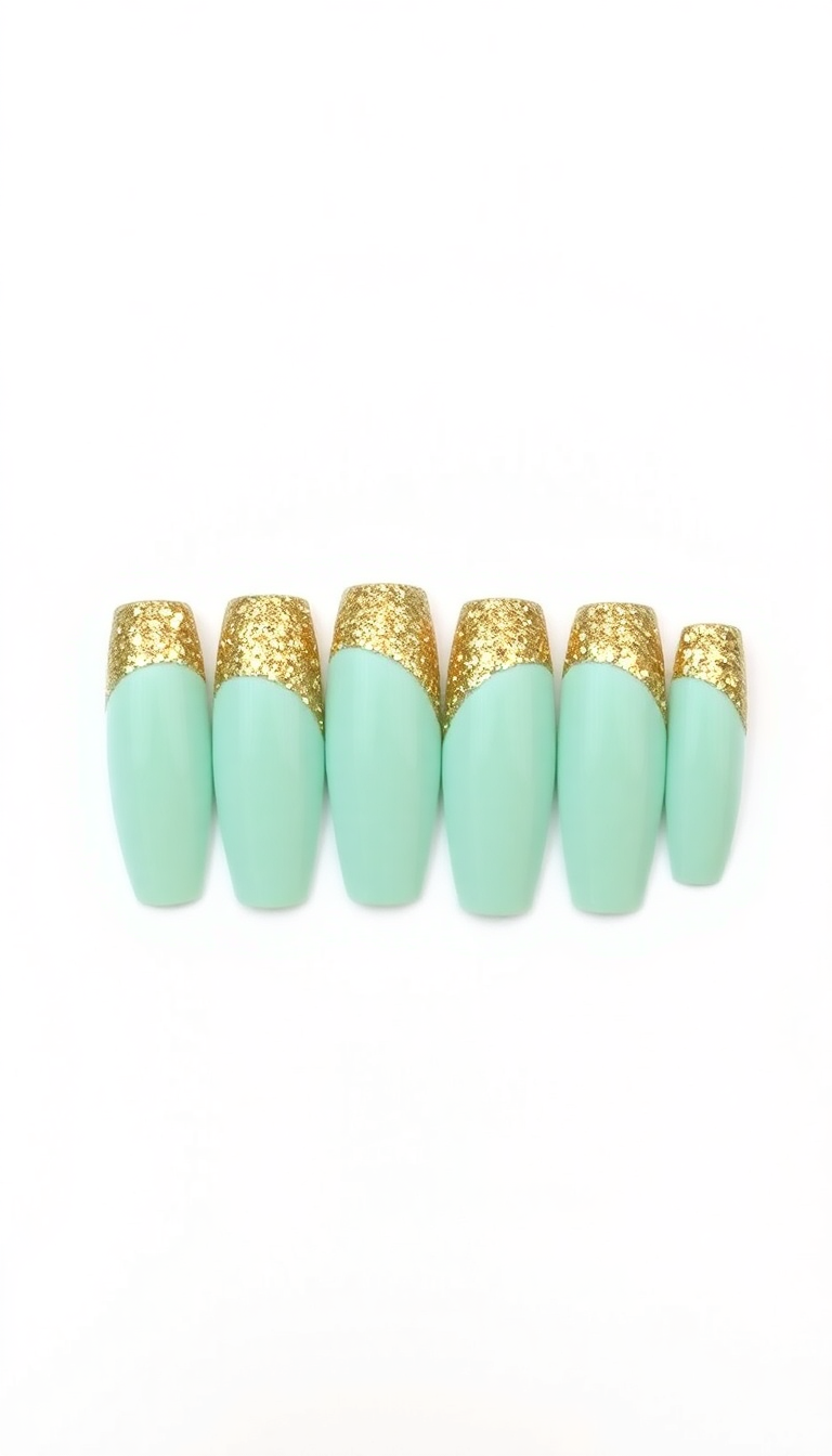 2. Mint and Gold Glitter Accents
