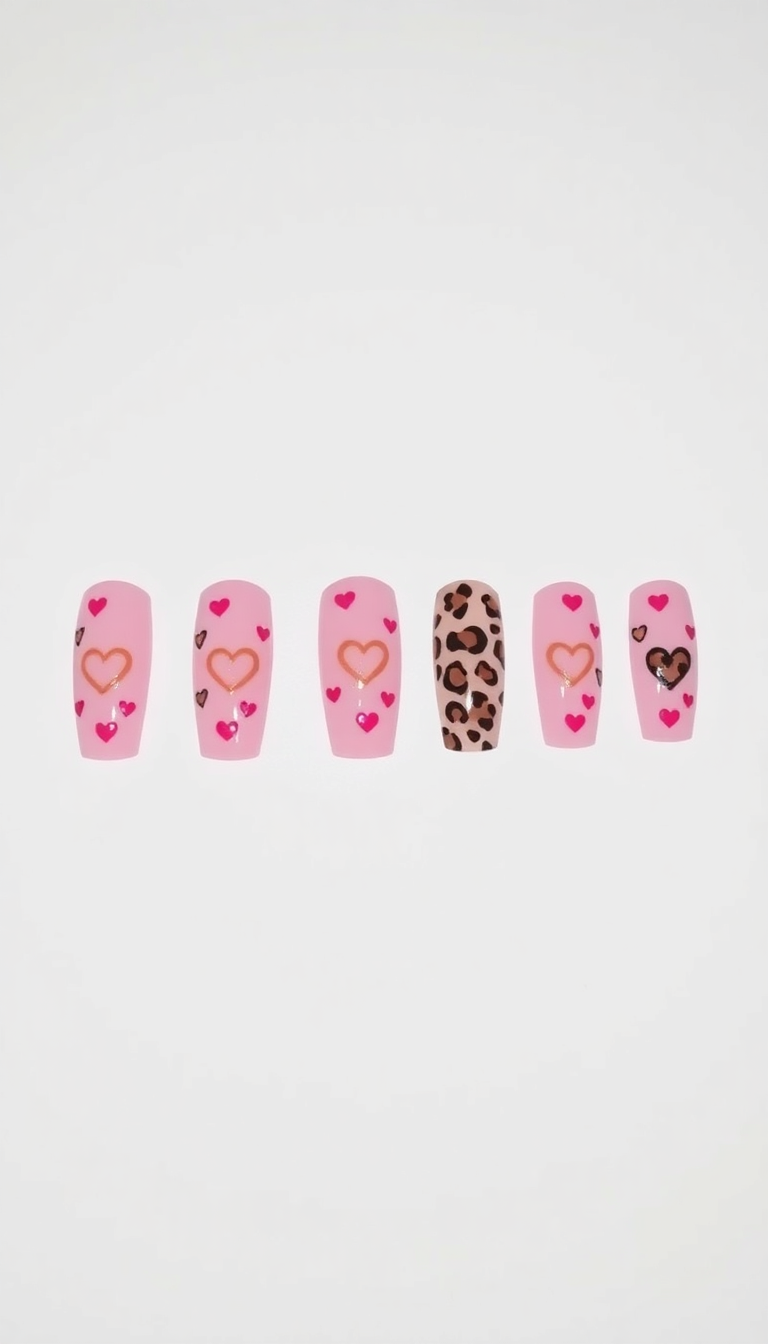 2. Pink Hearts with Cheetah Spots