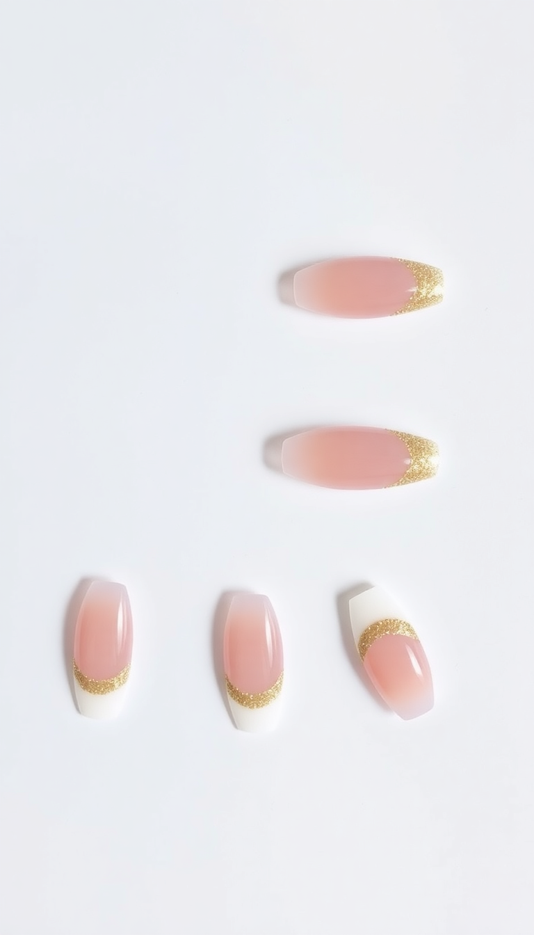 2. Sparkling Gold Glitter Tips