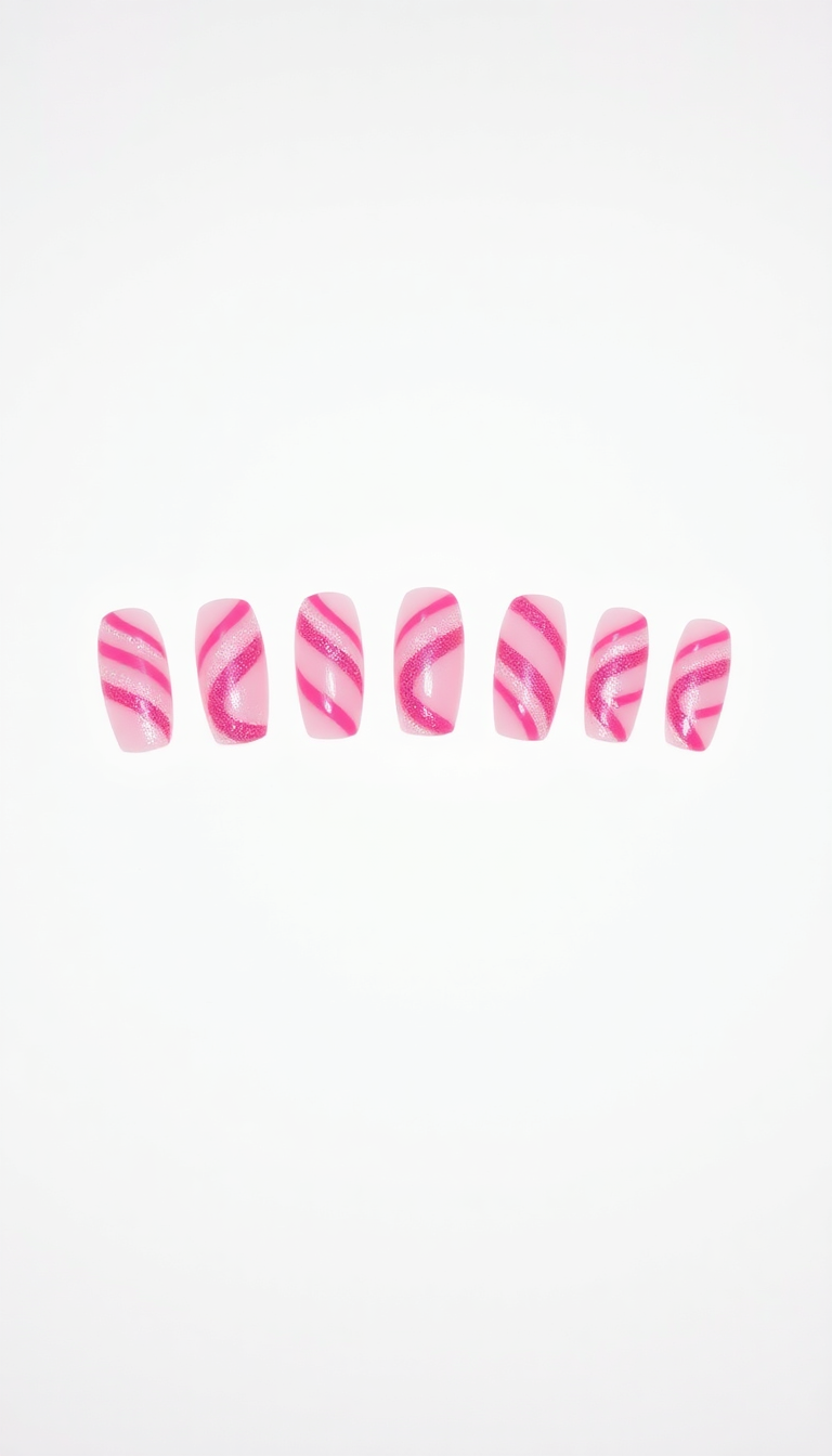 3. Glittering Candy Cane Stripes in Pink