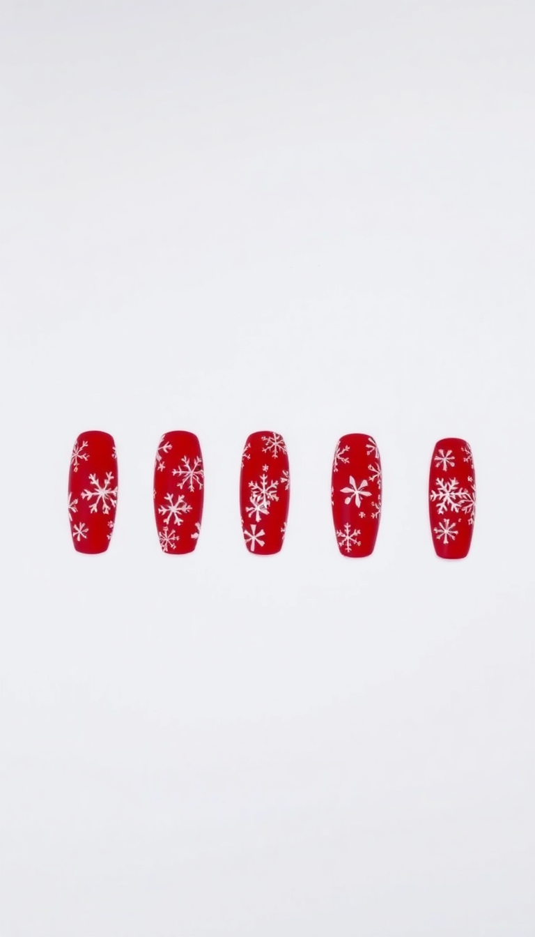4. Bold Red and White Snowflake Contrast