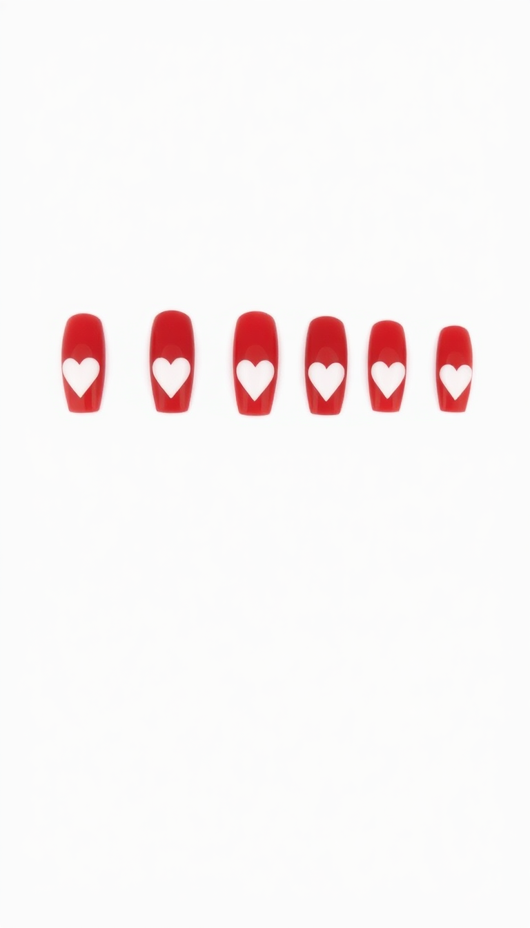 4. Bold Red with White Heart Accents