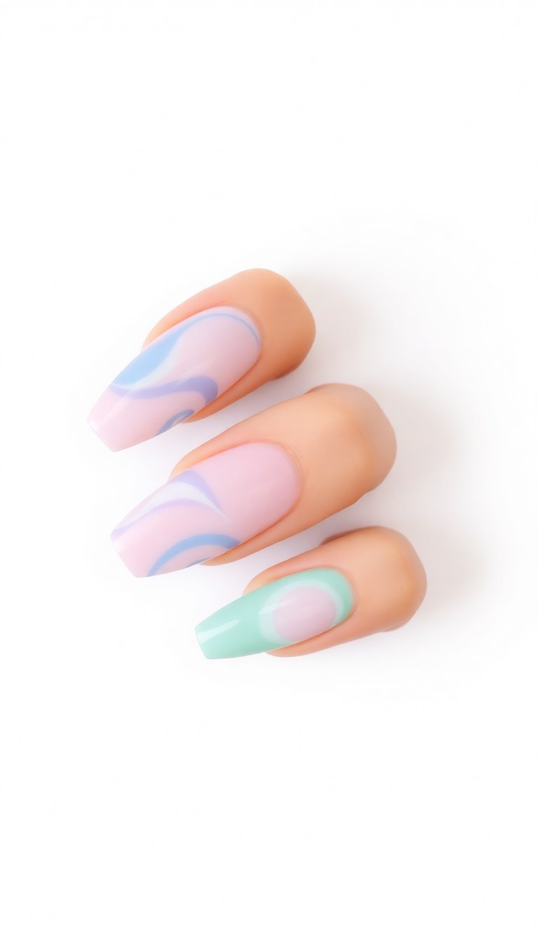 4. Pastel Swirls with a Glossy Finish