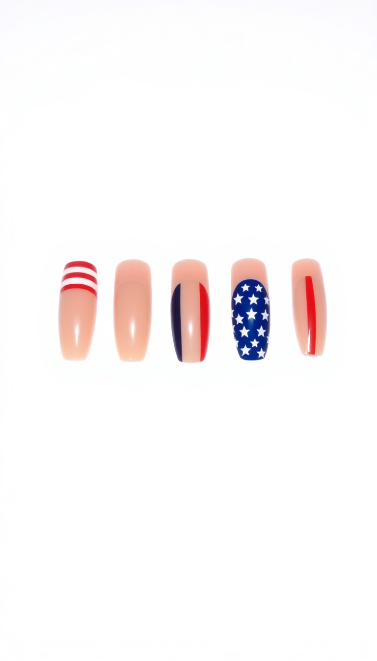 5. American Flag Inspired French Manicure
