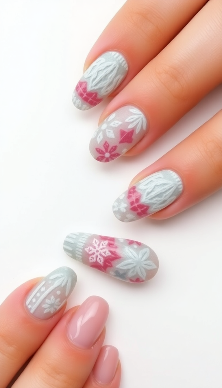 5. Cozy Sweater Nail Art