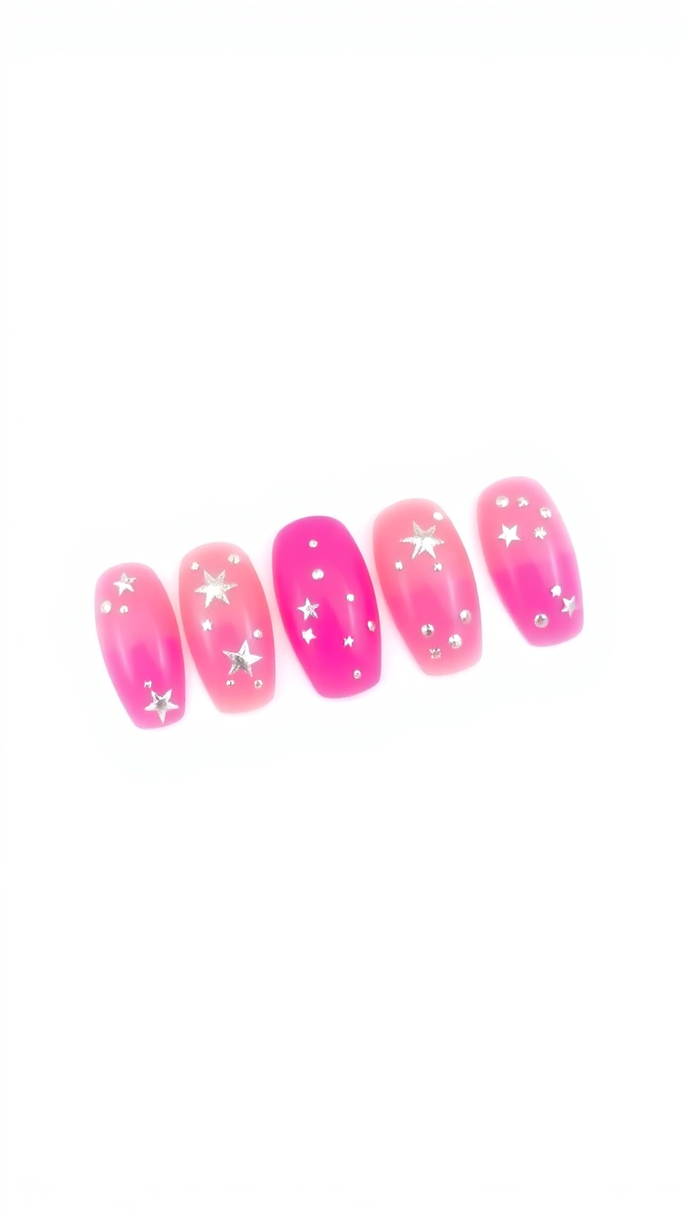 5. Festive Pink with Silver Stars