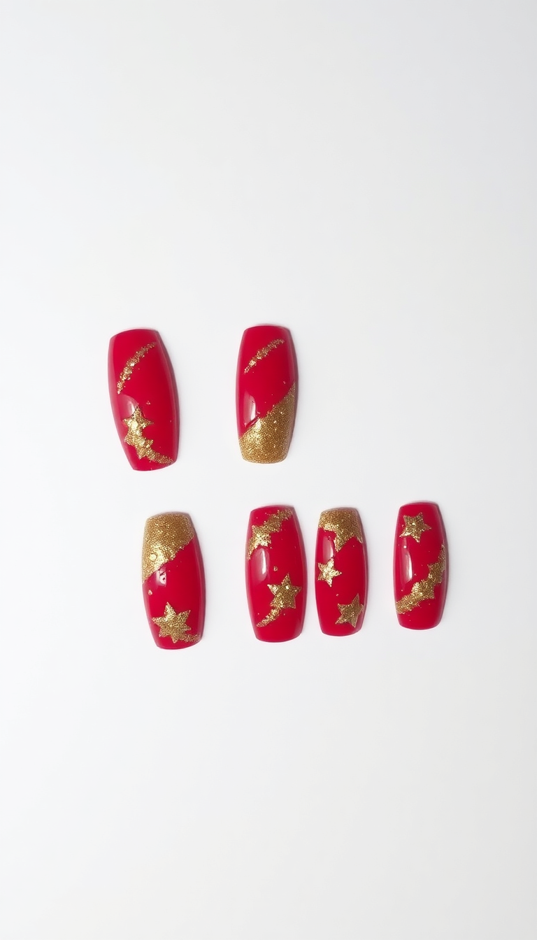 5. Festive Red and Gold Glitter