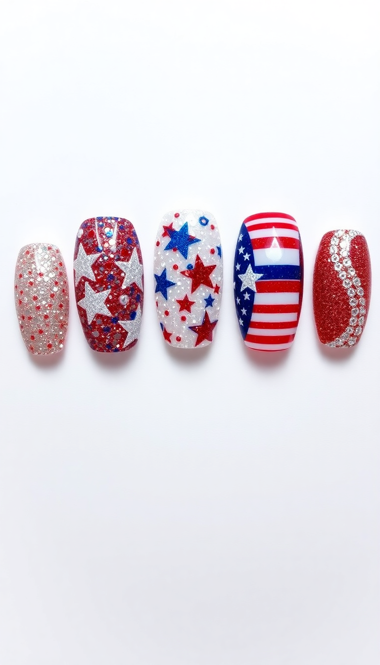 5. Glitter and Glam Independence Nails