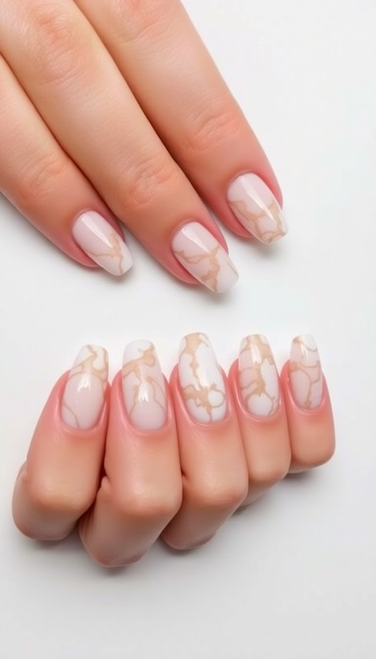 5. Nude and White Marble Effect