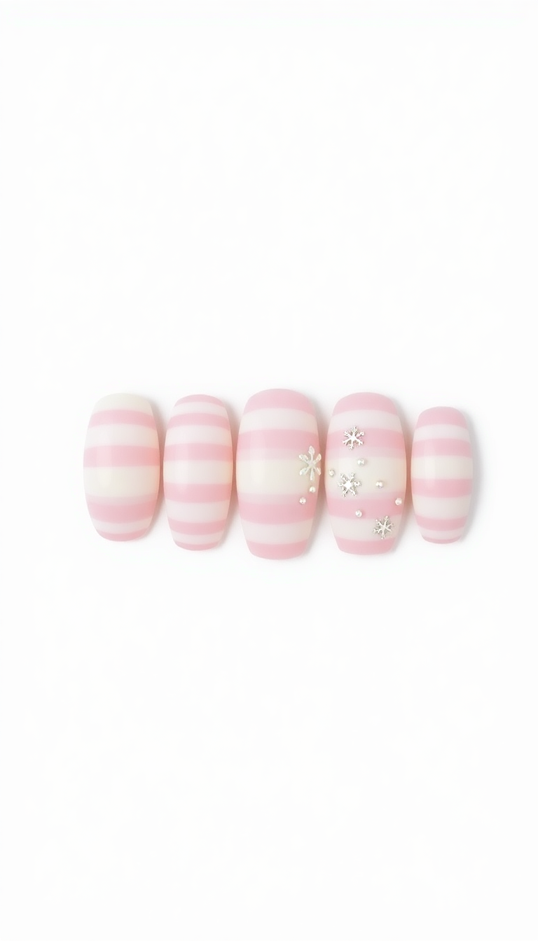 5. Snowflake Accent on Pastel Stripes