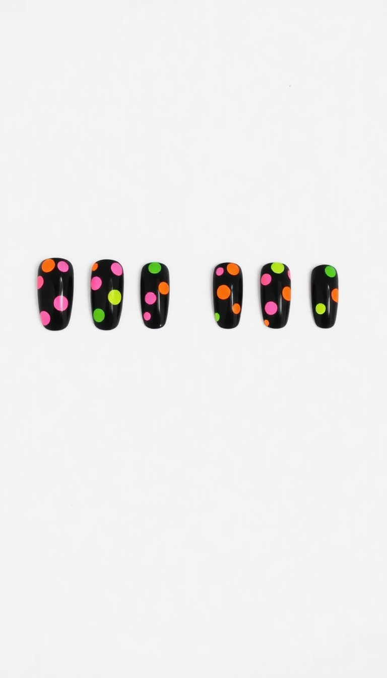 6. Black with Neon Polka Dots