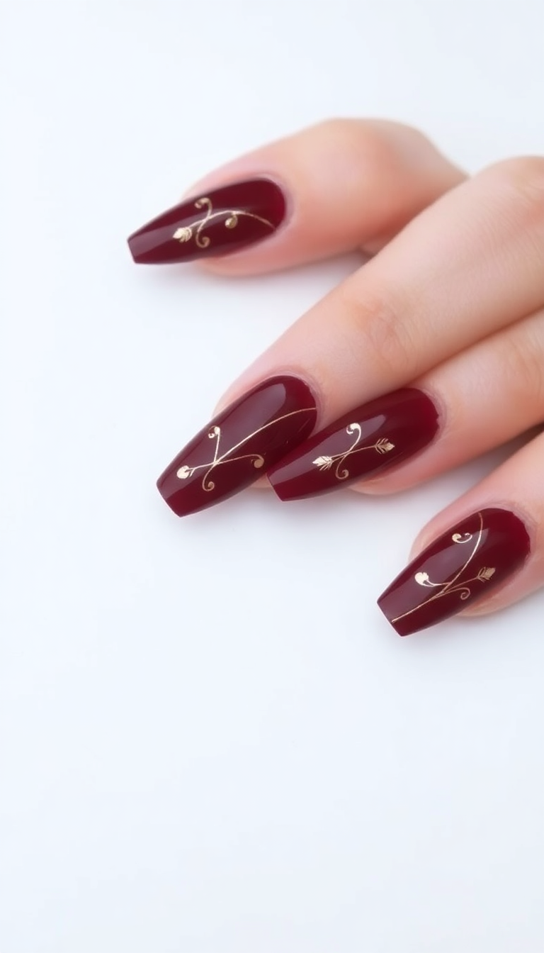 6. Burgundy and Gold Accents