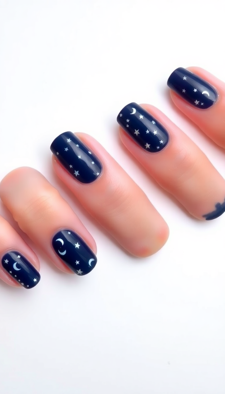 6. Celestial Dreams - Stars and Moons on Navy