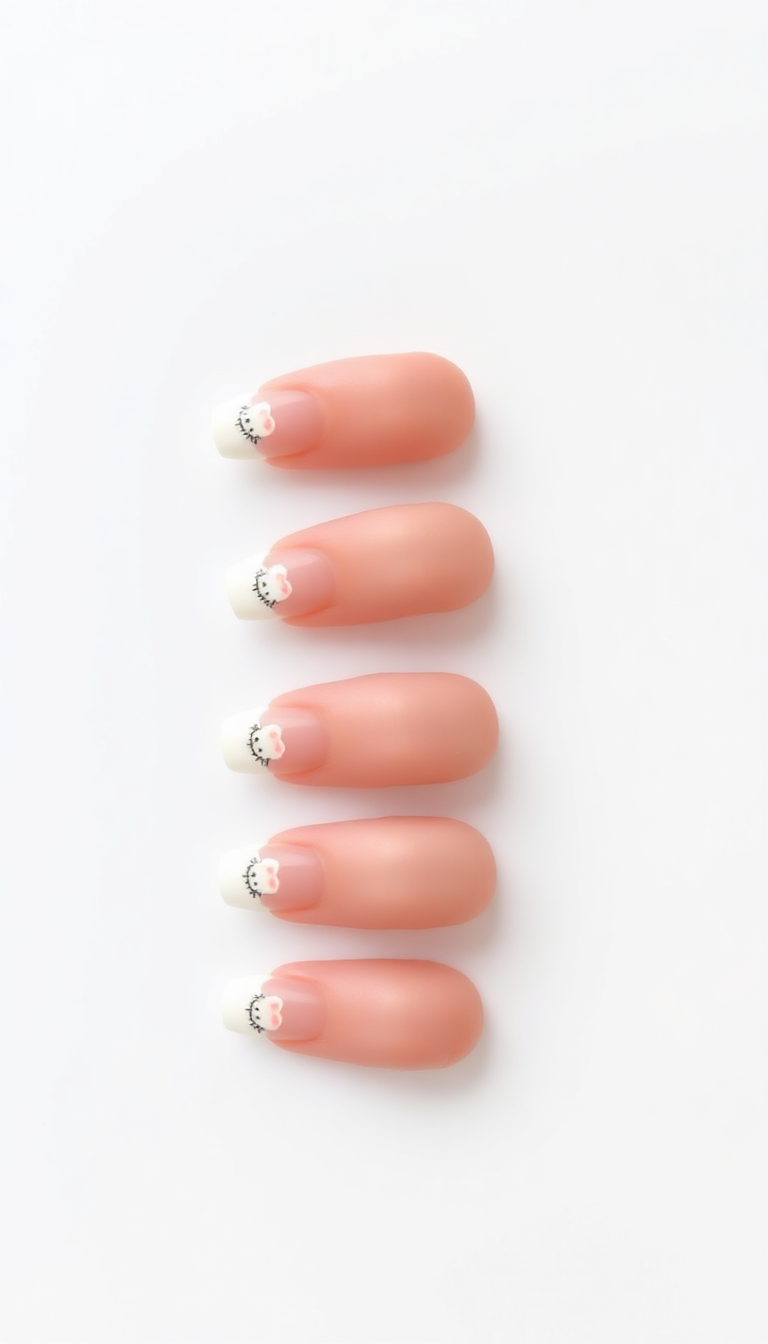 6. Chic Hello Kitty French Tips