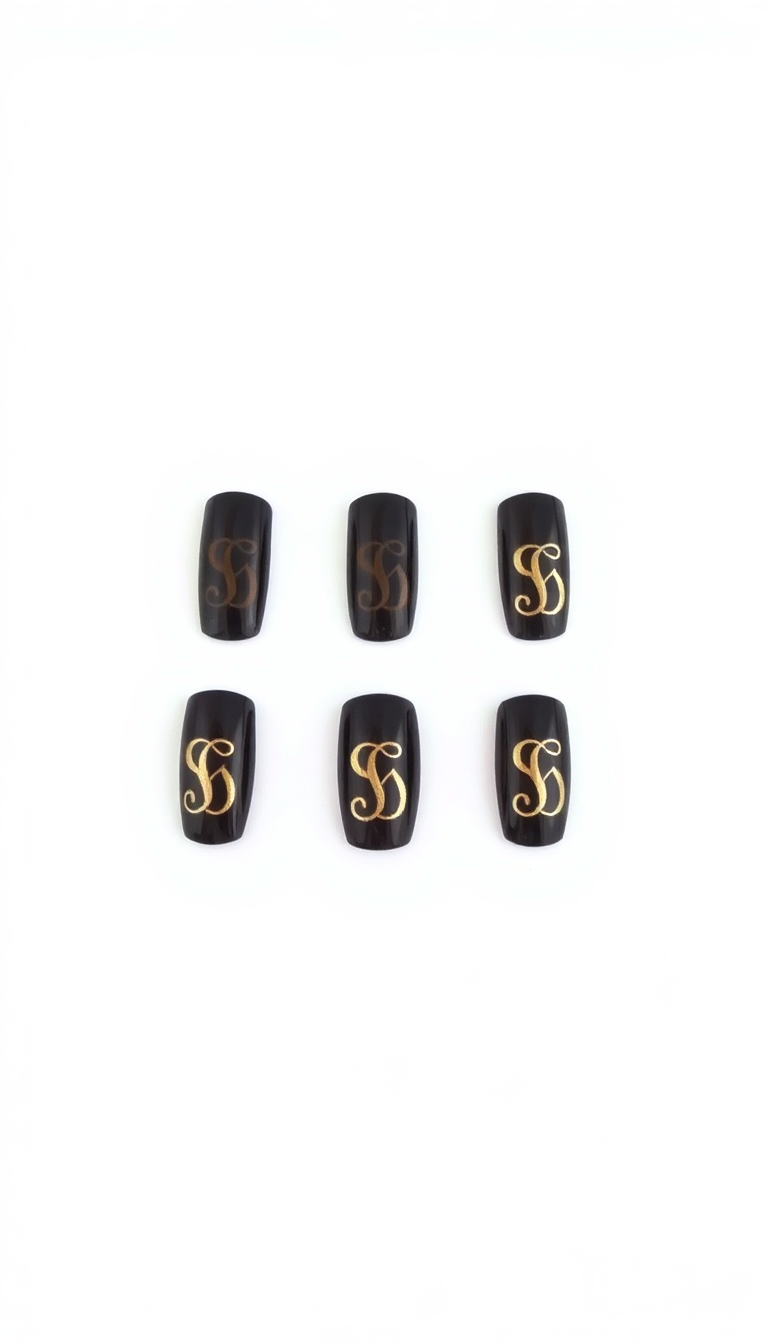 6. Classic Black with Gold Monogram