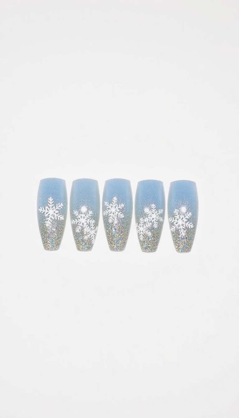 6. Elegant Snowflakes on Glittery Ombre