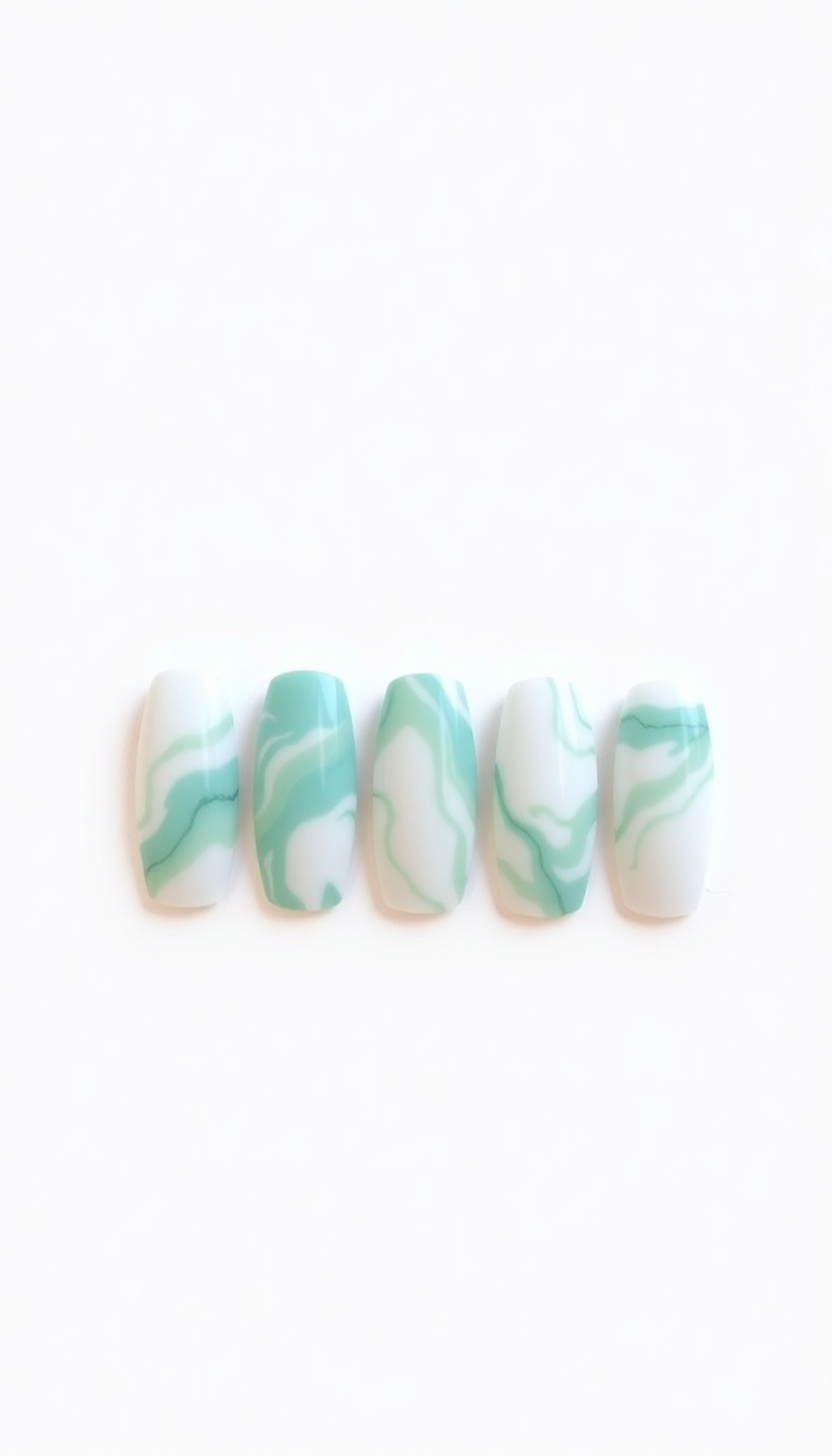 6. Mint and White Marble Effect