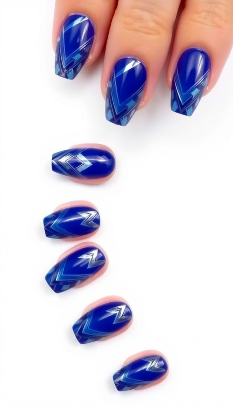 7. Royal Blue with Geometric Patterns