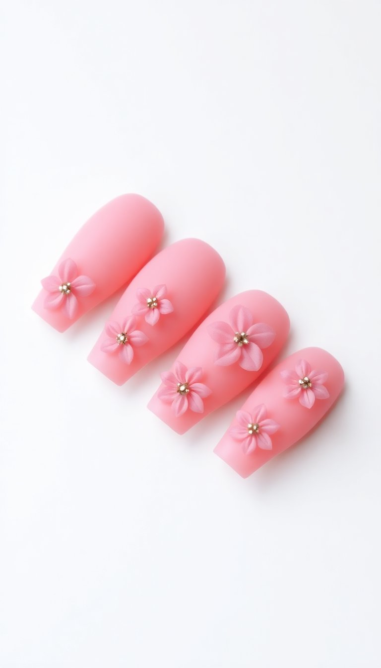 7. Top Pink Gel and 3D Flower Combinations