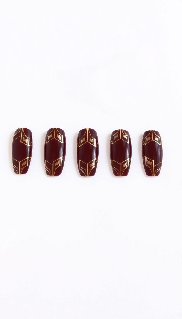 8. Burgundy with Geometric Patterns