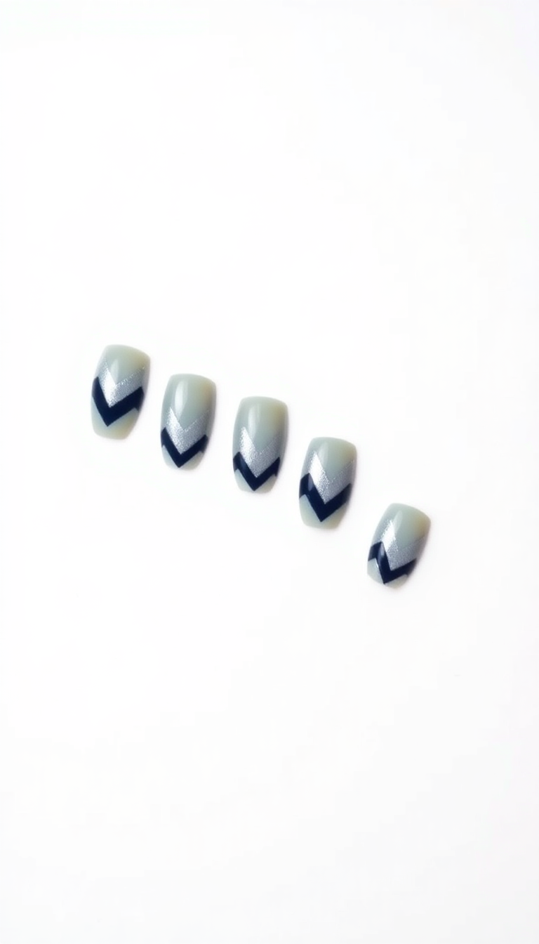 9. Bold Navy and Silver Chevron Stripes